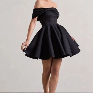 Club L London Black Off-Shoulder Midi Dress